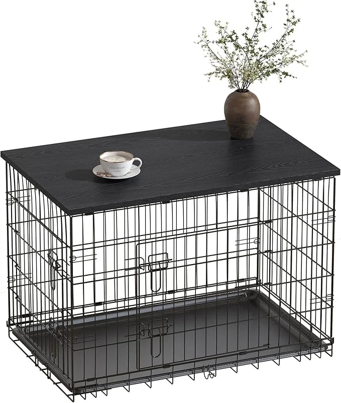 Piskyet Dog Crate Topper Wood Countertop for 48 42 36 30 24 inch Dog Cage, Dog Crate Cover,Dog Kennel Topper(Crate Not Inc...