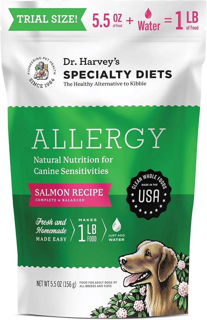 Dr. Harvey's Specialty Diet Allergy Salmon Recipe, Human Grade Dog Food for Dogs with Sensitivities and Allergies Trial Si...
