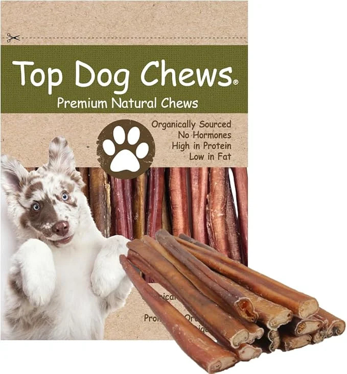 Top Dog Chews - Thick 12 Inch Bully Sticks, 100% Natural Beef, Free Range, Grass Fed, High Protein, Supports Dental Health...