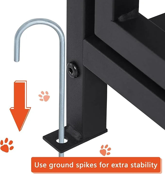 Ball & Cast 47" Outdoor Dog Kennel for 91+ lbs Dogs,Lockable Swivel Door with Bowl Rack & 2 Stainless Bowls,Waterproof Met...
