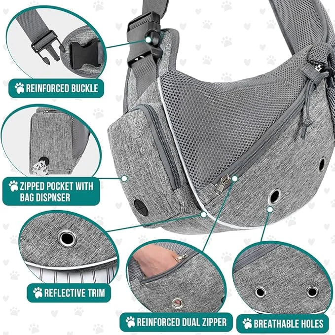 PetAmi Dog Sling Carrier for Small Dogs, Puppy Carrier Sling Purse, Dog Bags for Traveling, Carrying Bag to Wear Medium Ca...