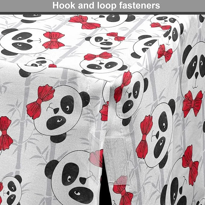 Lunarable Panda Dog Crate Cover, Funny Pattern of Asian Bear Animal in Romantic Bow Tie Cartoon Design, Easy to Use Pet Ke...