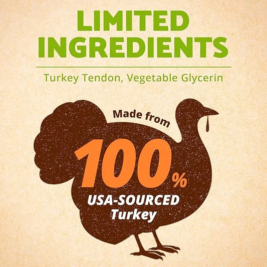 Afreschi Turkey Tendon for Dogs, Large Bone 3.53 oz, USA-Sourced Turkey, All Natural Human Grade Dog Chew, Hypoallergenic,...