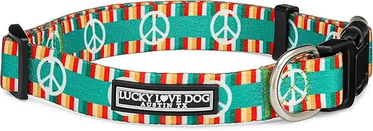 Lucky Love Dog Collar, Beautiful & Vivid Pattern X-Small Boy Dog Collars, Easy On & Off Clasp Accessory, Peace On Earth, E...