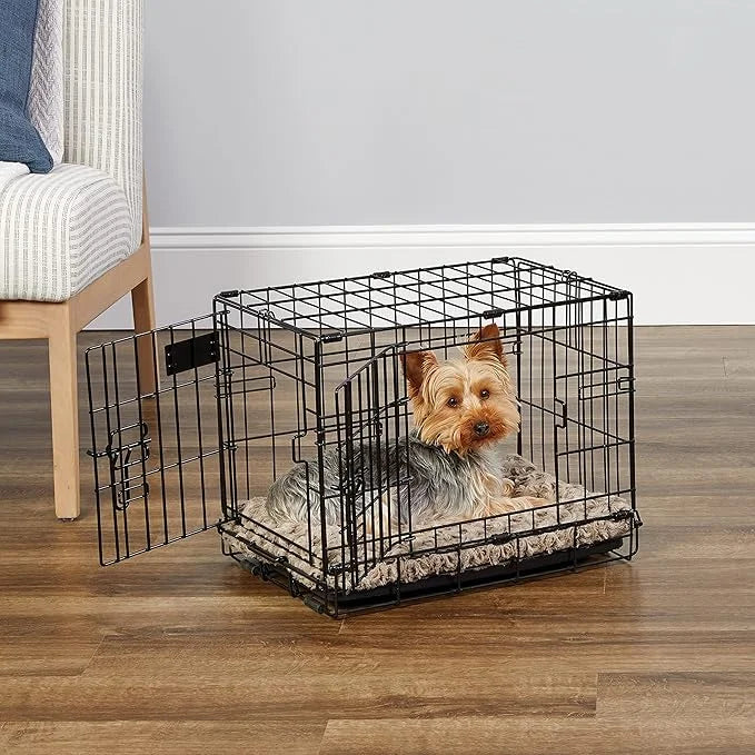 MidWest Homes for Pets Newly Enhanced Single & Double Door iCrate Dog Crate, Includes Leak-Proof Pan, Floor Protecting Fee...