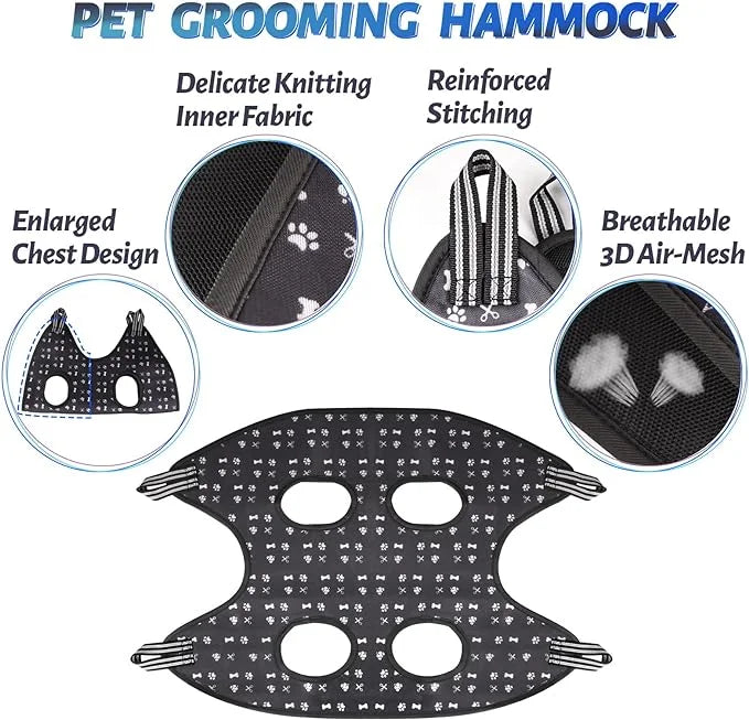 Pet Grooming Hammock Harness for Nail Trimming (XS 12lb), Sling Holder Hanger for Nail Clipping with Clippers, File, and C...