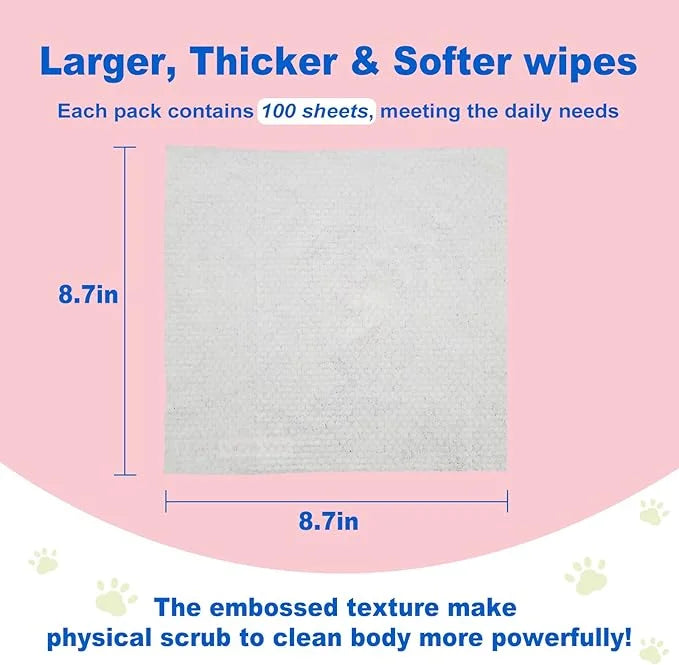 DR.EASY Super Caring Pet Wipes 100ct for Dogs and Cats, Cleans Ears, Face, Butt, Body and Eye Area – Convenient, Ideal for...