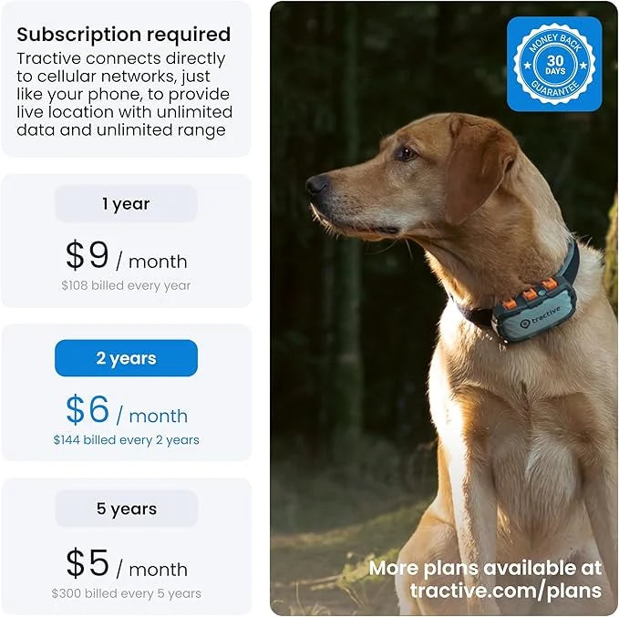 Tractive XL GPS Dog Tracker (50 lbs+) | Real-time Pet Location Tracker | Health & Wellness Alerts | Virtual Fence for Dogs...