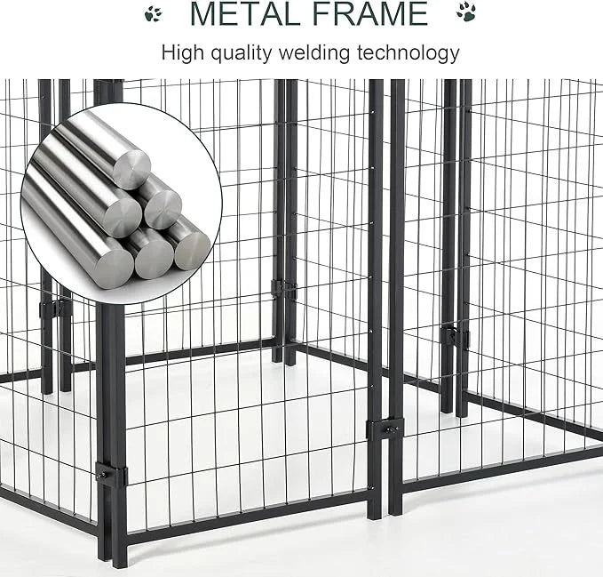 PawHut 8' x 4' x 6' Dog Kennel Outside, Dog Playpen Exercise Pen with Lockable Door, Water-Resistant Canopy, for Medium an...