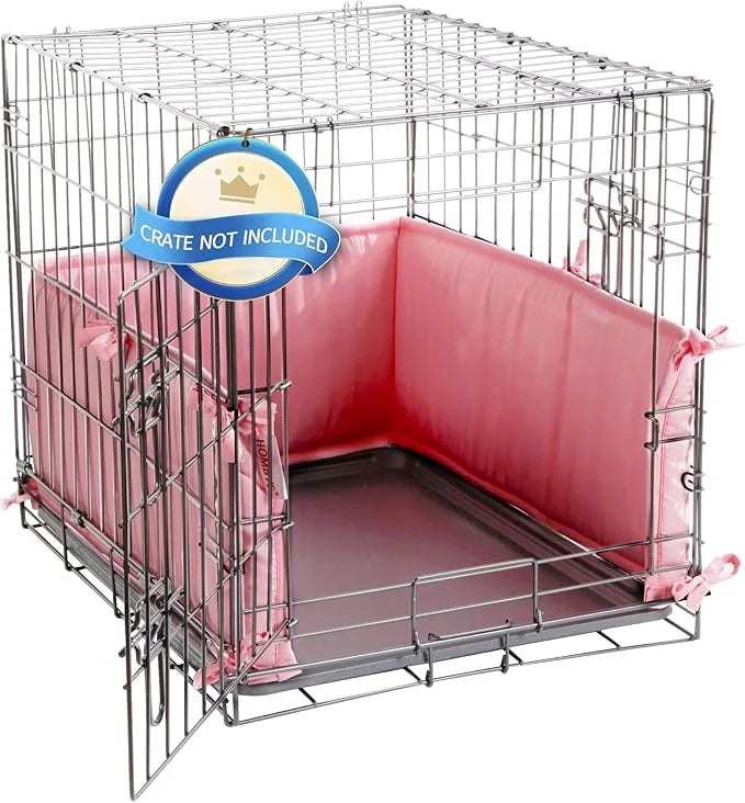 Hombys Dog Crate Bumper with Ties - Soft Crate Accessory -Kennel Cover - Training Pads for Front Door Crates, 24"x18", Pin...