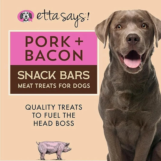 etta says! Pork + Bacon Snack Bars - Premium All Natural Meat Treats for Dogs - Human Grade - Made in The USA (6 Count Pac...