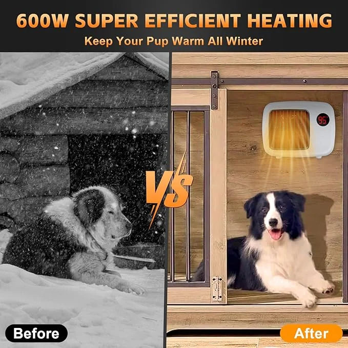 Dog House Heater, Pet House Heater with Thermostat Anti Chew Cord Overheat Protection Wall-Mounted 2 Heating Mode (300/600...