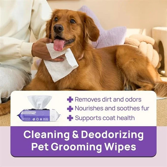 HICC PET Cleaning Deodorizing Wipes for Dogs & Cats, Vet Recommended Nourishes Smoothes Fur Pet Grooming Wipes with Fermen...