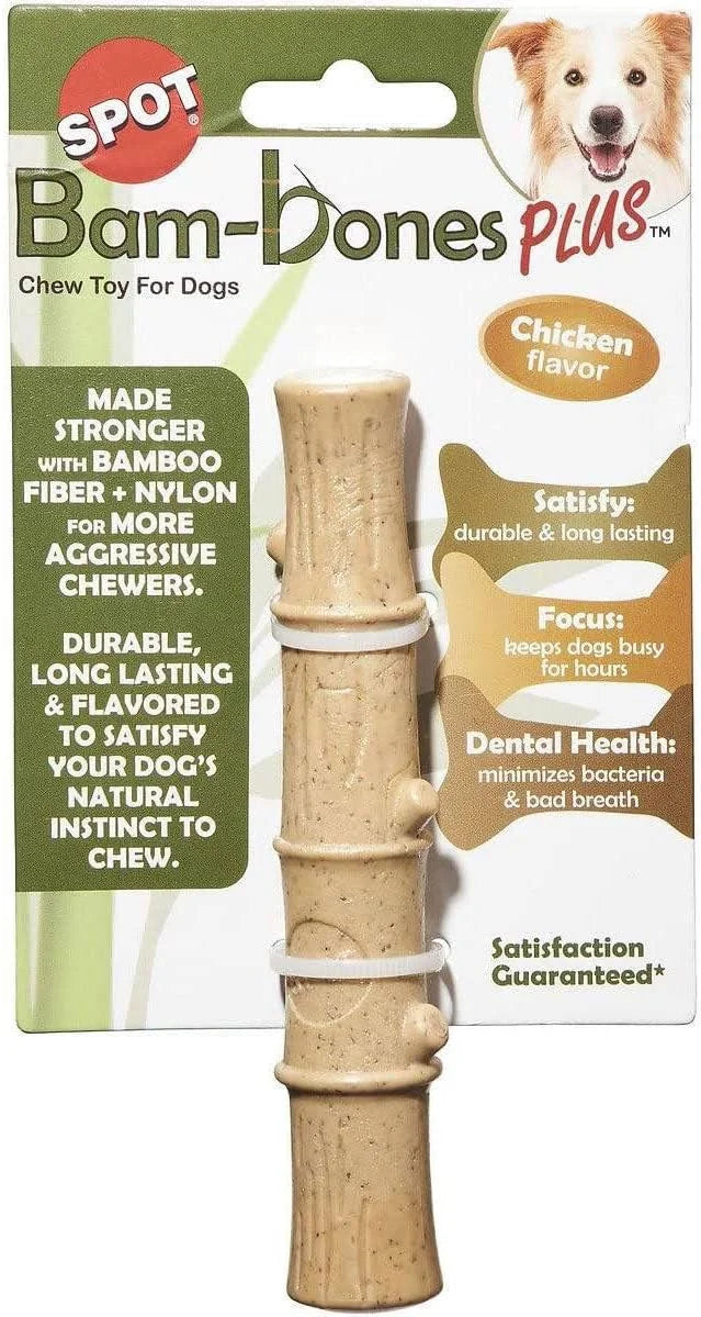 SPOT Bambones Bamboo Plus Bamboo Stick 2 Pack Bundle – Easy Grip Durable Dog Chew Toy for Aggressive Chewers & Puppies –A ...