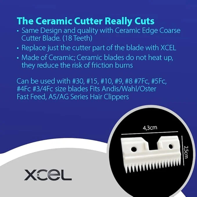 XCEL Ceramic Coarse Pet Replacement Cutter Blade Compatible with Fast-Feed, Andis, Oster A5, and Walh KM Series (4 Pack) -...