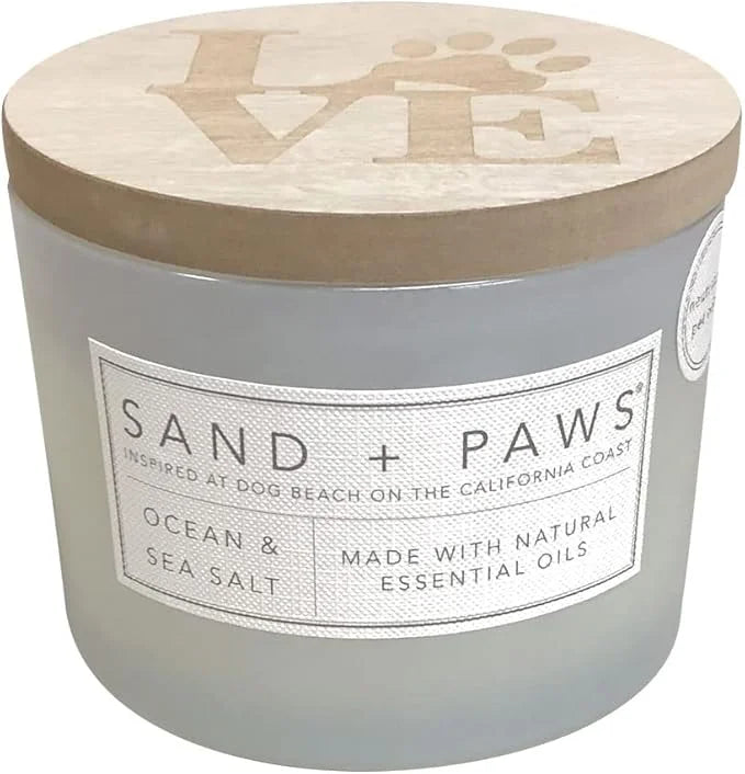 Sand + Paws Scented Candle - Ocean & Sea Salt - Additional Scents and Sizes –Luxurious Air Freshening Jar Candles Neutrali...