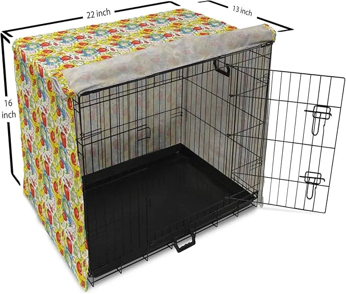 Lunarable Vegetables Dog Crate Cover, Ornate Food Garlic Pepper Cauliflower Delicious Plants Image, Easy to Use Pet Kennel...
