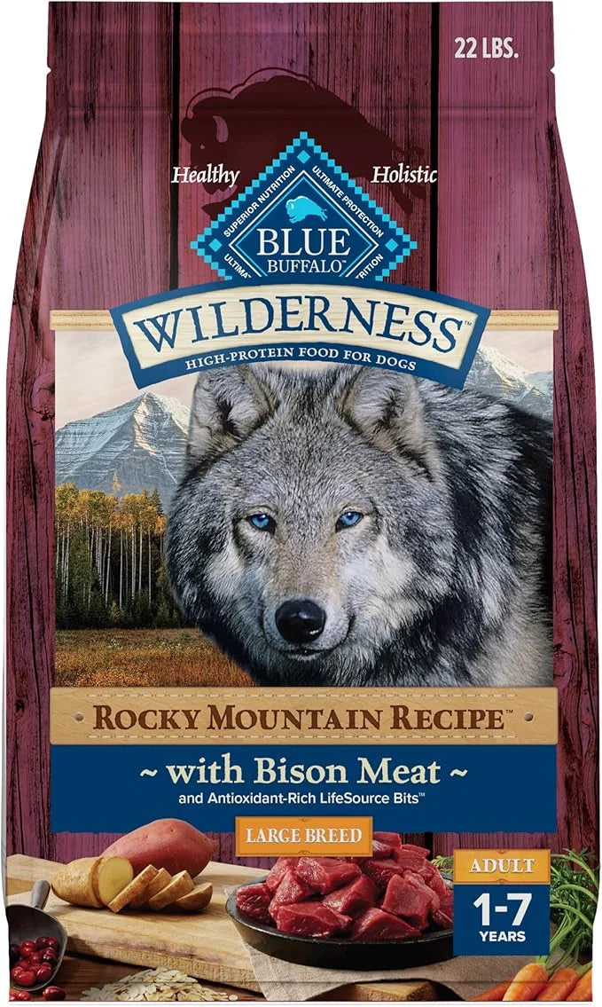 Blue Buffalo Wilderness Rocky Mountain Recipe High-Protein Large Breed Adult Dry Dog Food, Made in The USA with Natural In...