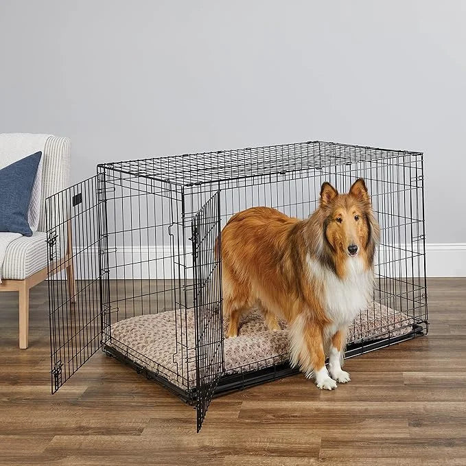 MidWest Homes for Pets Newly Enhanced Single & Double Door iCrate Dog Crate, Includes Leak-Proof Pan, Floor Protecting Fee...