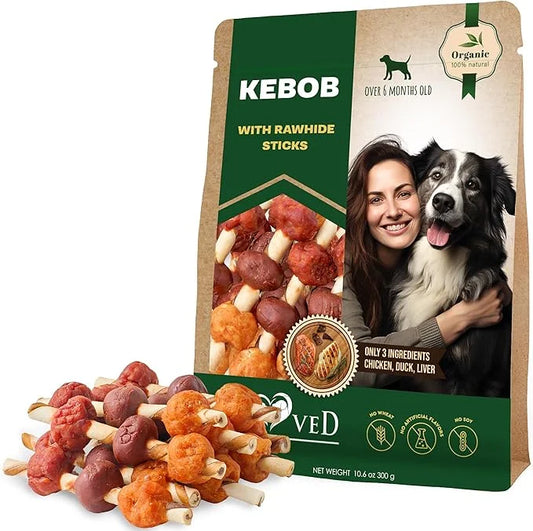 Kabobs Dog Rawhide Treats with Duck & Chicken Human Grade Meat - All Natural & Organic Dried Snacks - Grain Free Long Last...