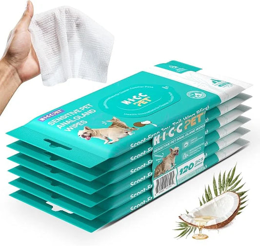 HICC PET Wipes for Dogs & Cats, Cleansing Deodorizing & Soothing Allergy Infections Anal Gland Pets Wipes with Coconut Oil...