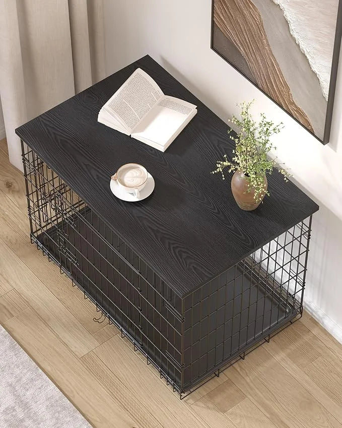 Piskyet Dog Crate Topper Wood Countertop for 48 42 36 30 24 inch Dog Cage, Dog Crate Cover,Dog Kennel Topper(Crate Not Inc...