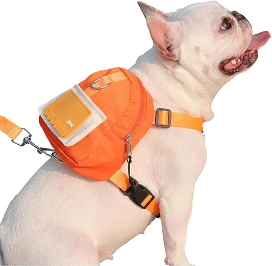 Dog Backpack Harness with Leash,Cute Pet Puppy Backpacks Bulid-in Dog Poop Bag Dispenser,Adjustable Pets Self Carrier Bag ...