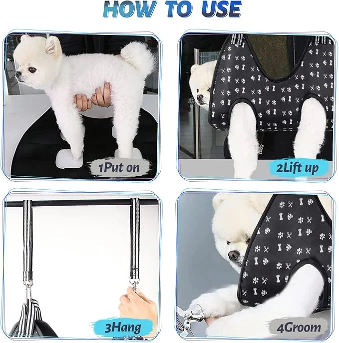 Pet Dog Grooming Hammock Harness for Grooming (XL 80lb), Dog Sling Holder for Clipping Nails with Clippers, Pet Comb - Pro...