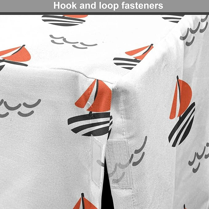Lunarable Sail Boat Dog Crate Cover, Abstract Boat Waves Cartoon Drawing Style Geometric Pattern, Easy to Use Pet Kennel C...
