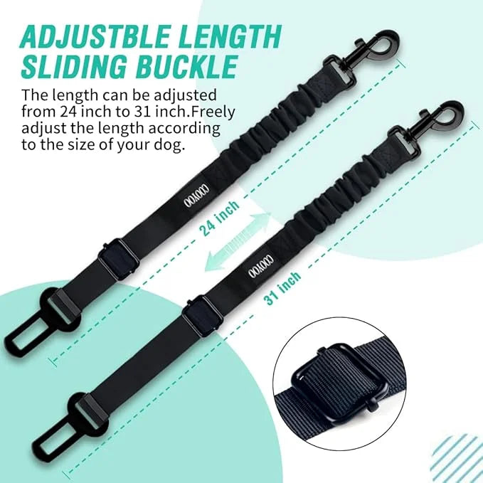 COOYOO Dog Seat Belt,3 Piece Set Retractable Dog Car Harness Adjustable Dog Seat Belt for Vehicle Nylon Pet Safety Seat Be...