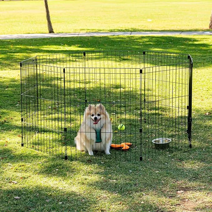 IRIS USA Metal Dog Playpen, 8-Panel 30" Pet Playpen, Puppy Playpen, Indoor/Outdoor Dog Fence, 58 x 58 x 30, Foldable, Cust...