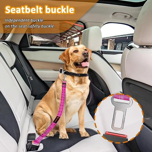 Removable Dog Seat Belts Harness for Car, 3 in 1 Pet Dog Car Seatbelt Leash, laqibak Restraint Secures to Headrest and Ref...