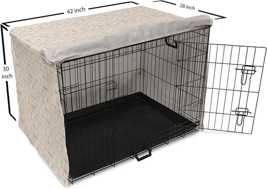 Lunarable Cream Dog Crate Cover, Geometrical Design Soft Colored Diamond Line Harlequin Background Pattern Classic Image, ...