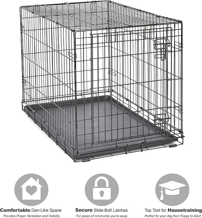 New World Newly Enhanced Single New World Dog Crate, Includes Leak-Proof Pan, Floor Protecting Feet, & New Patented Featur...