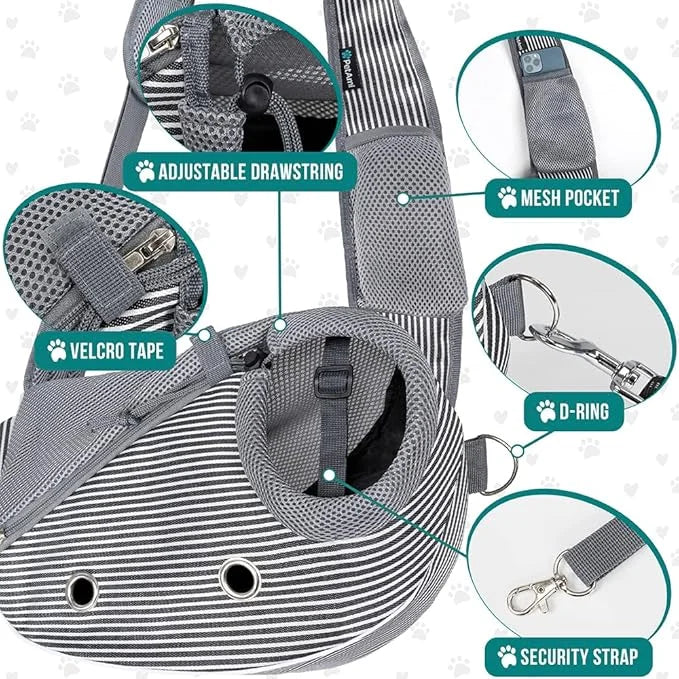 PetAmi Dog Sling Carrier for Small Dogs, Puppy Carrier Sling Purse, Dog Bags For Traveling, Carrying Bag to Wear Medium Ca...