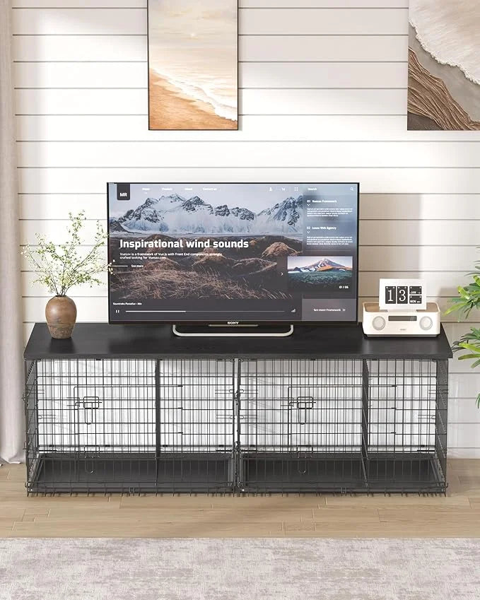 Piskyet Dog Crate Topper Wood Countertop for 48 42 36 30 24 inch Dog Cage, Dog Crate Cover,Dog Kennel Topper(Crate Not Inc...
