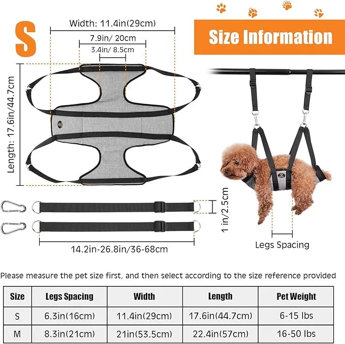 Ownpets Pet Grooming Hammock, Dog Grooming Hammock with Carabiners, Breathable Pet Grooming Harness Sling for Grooming, Ha...