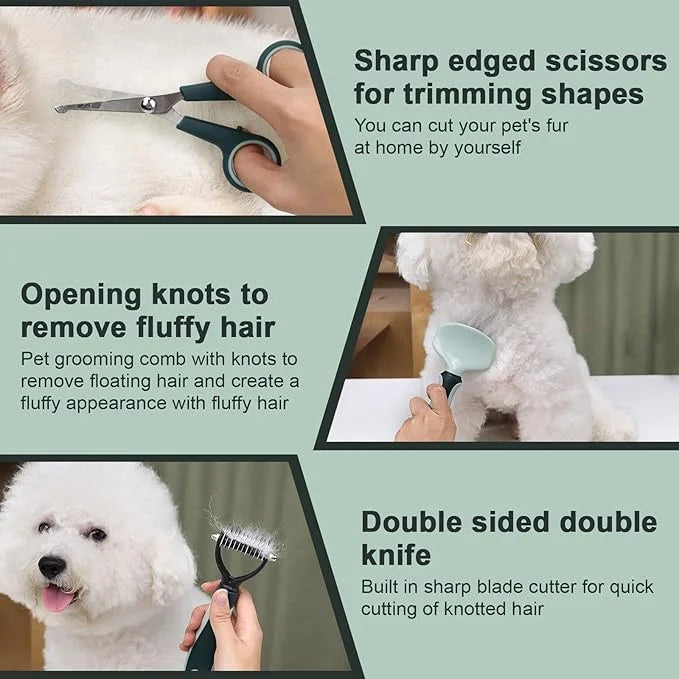 8 Pcs Pet Grooming Kit, Cat Dog Brush, Nail Clipper, Deshedding Brush, Undercoat Rake, Pet Shampoo Bath Brush, Toothbrush,...