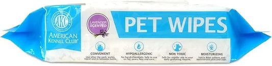 American Kennel Club AKC Dog Wipes for Cleansing & Deodorizing Great for Face, Ears, Paws, Body, & Butt - Lavender Scented...