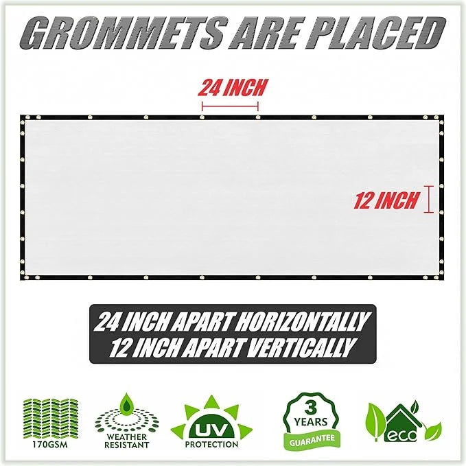 ColourTree 9' x 17' White Custom Size Shade Cloth with Grommets - 90% Sunblock, Durable Mesh Fabric Tarp for Dog Kennel Co...
