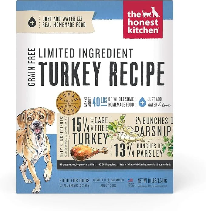 The Honest Kitchen Dehydrated Limited Ingredient Turkey Dog Food, 10 lb Box - Product Image