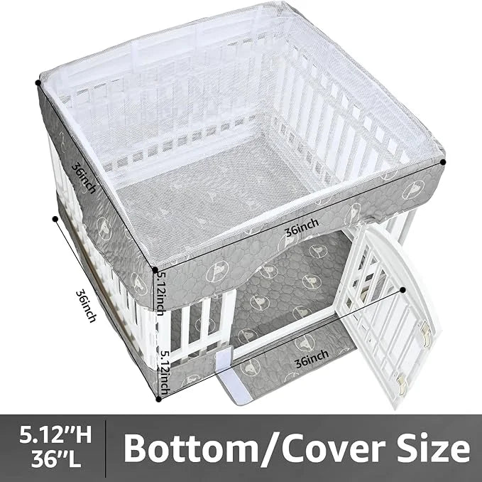 PJYuCien Dog Playpen Bottom Pad and Cover Fits for 36 Inch 4 Panels Exercise Pet Pen,Grey - Product Image
