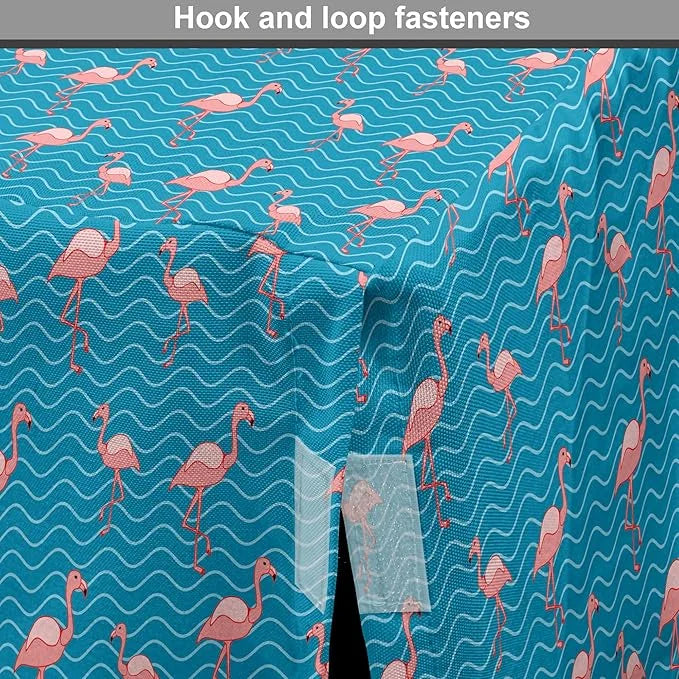 Lunarable Flamingo Dog Crate Cover, Tropical Romance Birds on Wavy Horizontal Stripes Hawaiian Love Doodle, Easy to Use Pe...