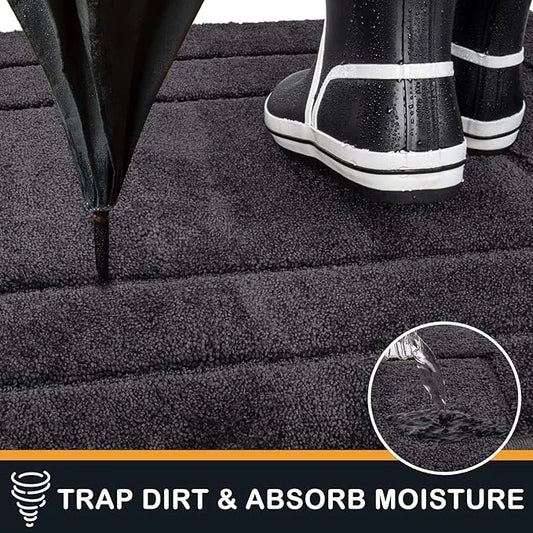 PURRUGS Dirt Trapper Door Mat 20" x 31.5", Non-Slip/Skid Machine Washable Entryway Rug, Dog Door Mat, Super Absorbent Welc...