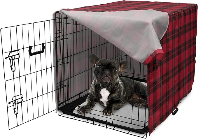 Lunarable Plaid Dog Crate Cover, Geometrical Scottish Ornament Folkloric Celtic Fashion Elements, Easy to Use Pet Kennel C...