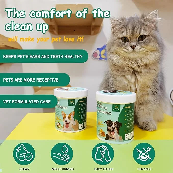 Pet Cleaning and Deodorizing Bathing Wipes for Dog and Cat, Extra ThickNourish Fur No-Rinse Grooming Wipes for Daily Care ...