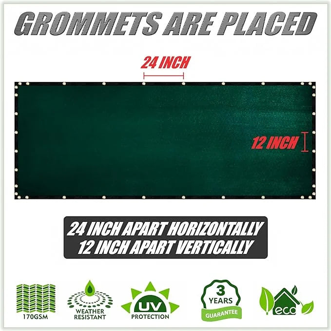 ColourTree 9' x 29' Green Custom Size Shade Cloth with Grommets - 90% Sunblock, Durable Mesh Fabric Tarp for Dog Kennel Co...