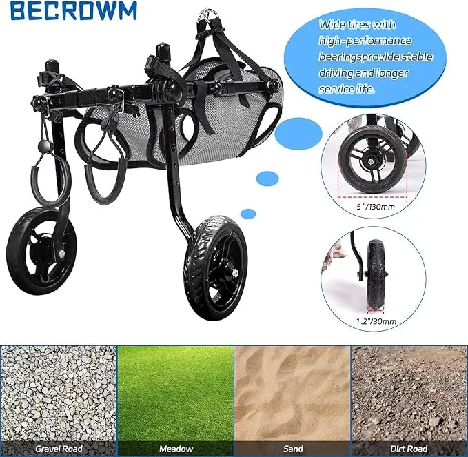 Small Dog Wheelchair for Back Legs, Light Weight Dog&Cat&Pets Wheelchair Cart with Disabled Hind Legs Walking, Adjustable ...