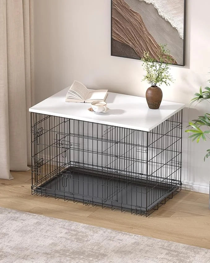 Piskyet Dog Crate Topper Wood Countertop for 48 42 36 30 24 inch Dog Cage, Dog Crate Cover,Dog Kennel Topper(Crate Not Inc...