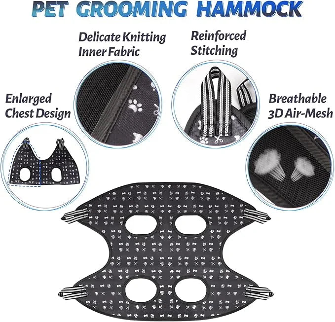 Pet Dog Grooming Hammock Harness for Grooming (XL 80lb), Dog Sling Holder for Clipping Nails with Clippers, Pet Comb - Pro...